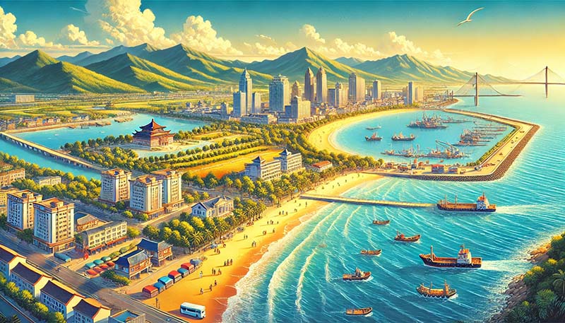 Вэйхай (Weihai) - портовый и курортный город Китая 🌊🏖️⛵🏞️🛳️🏯🏙️🐟🚢